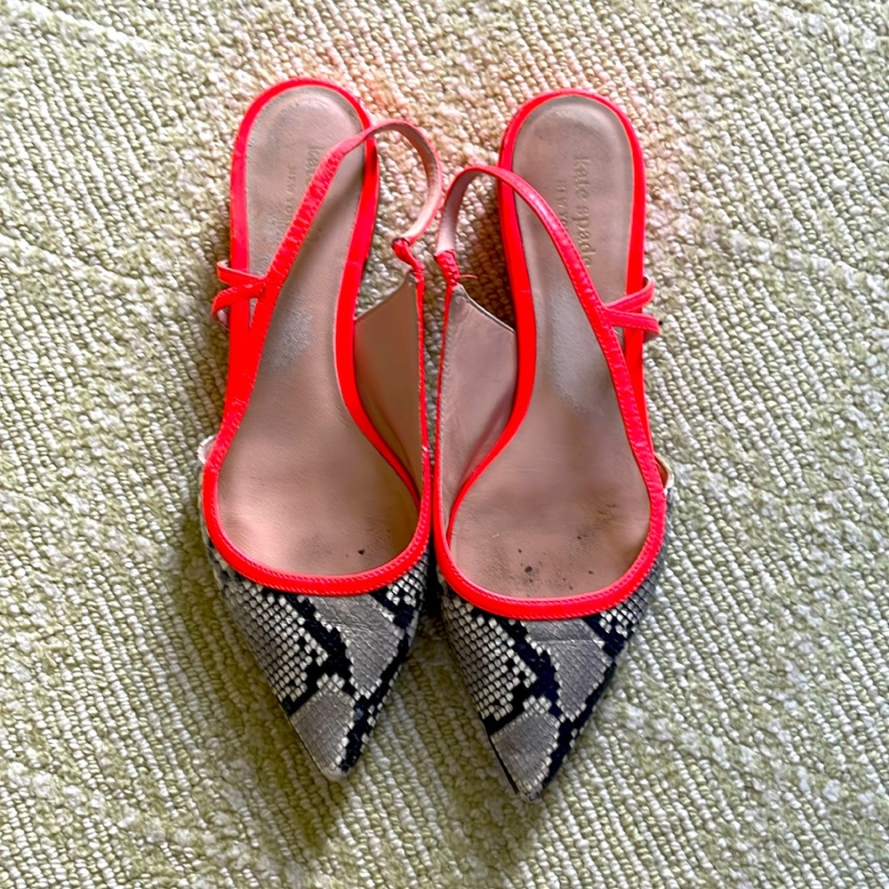 Kate Spade Snakes Skin Neon Slingback Flats